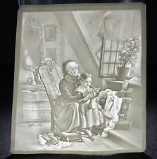 Antique German Porcelain Lithophane PPM 30 The Grandmother & Child Meyerheim picture