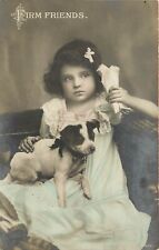 EAS RPPC 959. Pretty Little Girl w/Terrier Puppy Dog, Firm Friends Hand-Colored picture