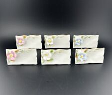 6 Vintage Place Card Holders Porcelain Flowers With Gold Trim By Shafford picture