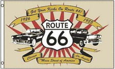 NEW CLASSIC CAR ROUTE 66 3 X 5 FLAG  3x5 highway hwy66 ADVERTISING FL453 HWY picture