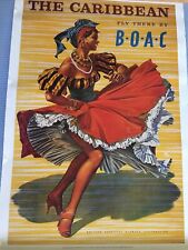 Poster  2003 The Caribbean Fly There By BOAC 20” X 27” Great Britain Pro Artis picture