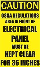 3x5 Area in Front of Electrical Panel Must be Kept Clear Magnet Magnetic Sign picture