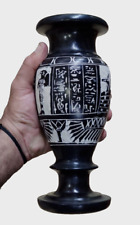 Ancient Vase (Amphora) With Hand Carved of God Horus& Jackal Anubis picture