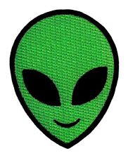 GREEN SPACE ALIEN HEAD PATCH iron-on embroidered EXTRATERRESTRIAL AREA 51 UFO picture