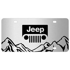 Jeep Grill Logo Rock Mountain Graphic Brush Special Aluminum Metal License Plate picture
