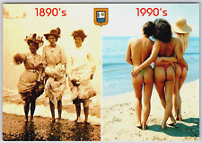 Then and now Beach Girls Postcard Risque Ocean 90's Pinup Adult Butt Bum picture