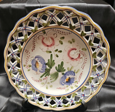 Hand Painted Floral/Lattice Decorative Plate~Made in Portugal picture