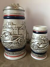 Stein Set  - AUTOMOBILE BEER STEINS, Set by AVON 1 Lg & 1 Small Matching Mugs picture