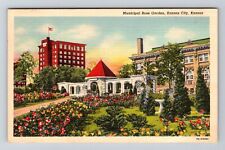 Kansas City KS-Kansas, Municipal Rose Garden, c1945 Vintage Souvenir Postcard picture