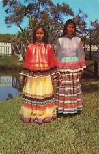 Fort Lauderdale Florida, Seminole Indian Girls Traditional Dress, VTG Postcard picture
