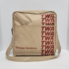 Vintage TWA Trans World Airlines Getaway Vacation Brown Carry On Vinyl Bag picture