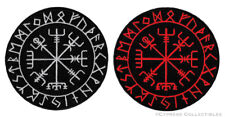 LOT TWO VIKING COMPASS PATCH Vegvisir IRON-ON EMBROIDERED ICELANDIC NORSE RUNE picture