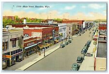 1949 Bird's Eye View Of Main Street Sheridan Wyoming WY Unposted Cars Postcard picture