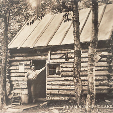 Abram's T Lake Cabin Postcard c1910 New York Adirondack Mountain Camp Home B1479 picture