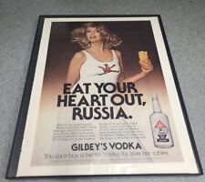 1977 Gilbeys Vodka Vintage Print Ad 8.5x11 eat your heart out Russia  Framed  picture