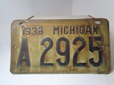 1938 Michigan  License Plate A 2925   vintage tag picture
