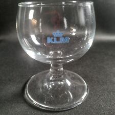 Vintage KLM Dutch Airlines Clear Stemmed Glass with Blue Crown Logo Memorabilia picture