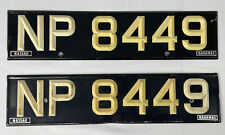 Bahamas Nassau License Plate Tag Vtg MATCHING PAIR (2) Raised Riveted Digits picture