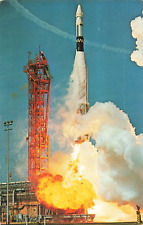 NASA Kennedy Space Center Florida, Atlas Agena Rocket Lift Off, Vintage Postcard picture