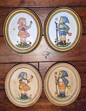 Vintage Holland Mold Wall Plaque Hangings Handmade Little Hiker Girl - Set of 4 picture