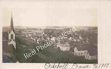 RPPC 1907 Odebolt Sac County Iowa Birds Eye View of Town Church Steeple Postcard picture