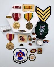 US Military Mixed Medal Lot, Veteran Pins, Gun, Thunderbirds, Conn Ang Wart Hogs picture