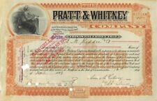 Pratt and Whitney Co. signed by Amos Whitney as president - Autographed Stocks & picture