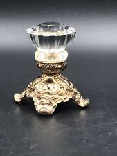 Vintage Round Crystal Knob W/ Brass Pedestal Unmarked.  SEE PICS FOR CLOSEUP. picture