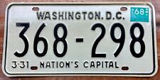V NICE NEVER USED 1968 WASHINGTON DC LICENSE PLATE W/68 IN THE NUMBERS, 368 298 picture
