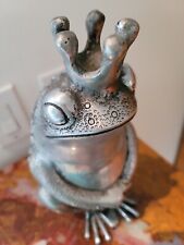 Exquisite Crown Prince Frog Sculpture Handmade Polished Aluminum 11.5