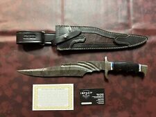 IMPACT CUTLERY RARE 1-OF-A-KIND CUSTOM DAMASCUS FULLER BOWIE KNIFE | BULL HORN picture