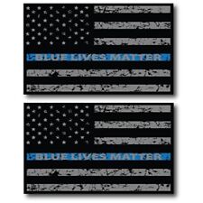 Thin Blue Line Distressed Blue Lives Matter American Flag Magnet, 3x5 In 2 Pack picture