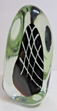 VINTAGE Neil Duman Hand Blown Art Glass Large Three Sided Paperweight - 06-1981 picture