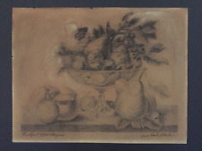 1844 Carl Friedrich Schulz (German painter) Original Pencil Drawing- Fruit Bowl picture