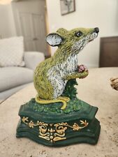 Vintage Cast Iron Country Mouse Large Doorstop Hand Painted 7