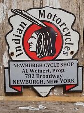 VINTAGE INDIAN MOTORCYCLES PORCELAIN SIGN OLD DEALER SALES SERVICE NEWBURGH NY picture