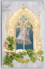 Christmas Bell Antique Embellished Postcard PM Passaic NJ Cancel WOB UDB 1c picture