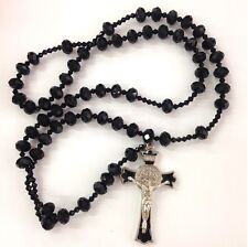 Large Black Crystal Rosary Necklace 20