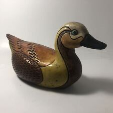 Vintage Colorful POTTERY DUCK ~ Hand Painted ~Signed Very pretty 12