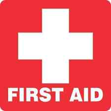5x5 Red First Aid Sticker Vinyl Medical Emergency Safety Sign Business Decal picture