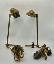 VTG Pair of Brass ? Bed Reading Lamps Wall Mount Light Bakelite In-line Switch picture