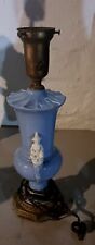 Antique French Blue Lamp With Seated Asian Figures Ceramic picture