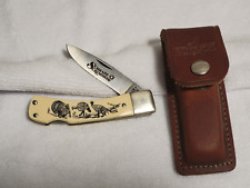 Schrade U.S.A. Scrimshaw 515 Turkey Print Pocket Knife with Sheath picture
