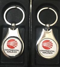 Continental airlines KeyChain 2 Pack Key Ring 1” Glass Dome Chrome Finish picture