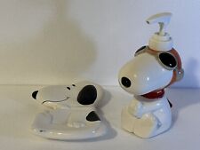 Vintage B & M Peanuts Snoopy Spoon Rest and UFS Flying Ace Soap Dispenser CUTE picture