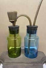 RARE Unused Glass tobacco double Hookah pipe blue & green Tok-rite Woodstock picture