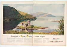 Vintage 1957 Pan American Airlines Print Ad Secret Castle 2 Page Advertisement picture