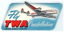Luggage Airlines Label World Trans Vintage Constellation TWA Plane Fly picture