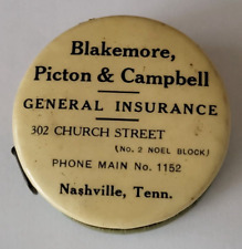 Antique 1920s Advertising Tape Measure Blakemore, Piction & Campbell Geneal Ins picture