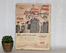 1951 Vintage TWA Flight Center Advertisement Corrugated Poster Sign Board, U.S.A picture